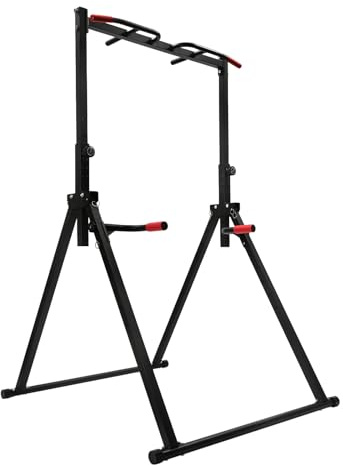 Begoniape Klimmzugstange Freistehend und Dip-Station Metall Heim-Kraftturm für Klimmzüge und Dips Fitness Klappbare Trainingsgerät Höhenverstellbar Stabiler Dreiecksstruktur