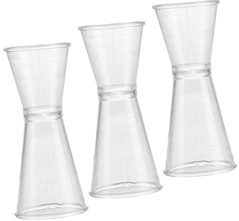 GRIRIW Juego De 3 Vasos Medidores Plásticos De Doble Medidor Para Bartender, Gran Tamaño, Material Resistente, Transparente, Práctico Para Bar, Restaurante y Uso Doméstico