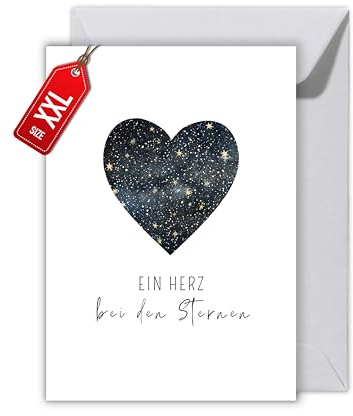 WBdesignz Sternenkind Karte mit Umschlag - Sternenhimmel Herz Dein Herz bei den Sternen Trauerkarte Kondolenzkarte (XXL DIN A4)