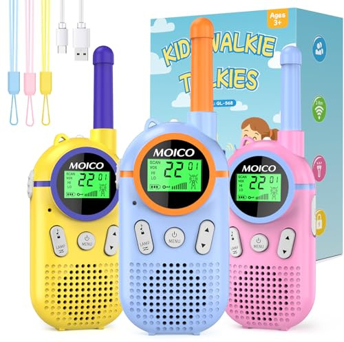 MOICO Toys for 3-12 Year Old Boys Girls,Rechargeable Long Range Walkie Talkies for Kids with 22 Channels,3 4 5 6 7 8 Year Old Kids Gift, Perfect for Outdoor Camping,Hiking,Christmas and Birthday