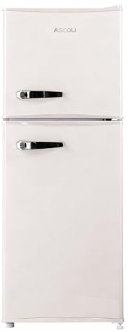 ASCOLI 120L Freestanding Retro Fridge, 88L/32L, Direct Cooling, Mechanical Control, Metal Handle, Adjustable Tempered Glass Shelves, Led Light