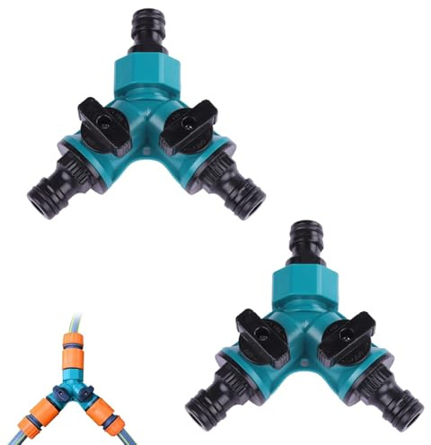 Pack de 2 distributeurs de tuyau d’arrosage, connecteur Y 2 voies pour robinets, adaptateur eau universel, plastique résistant UV et corrosion, installation facile, contrôle individuel, compatible