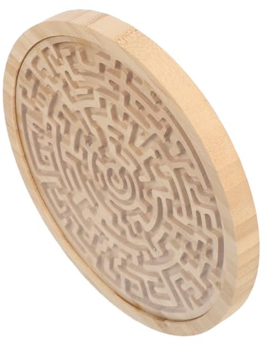 JUMPLAWN Wooden Maze Chess Board Beads Maze Board Game Bead Moving Balancing for Metal Khaki