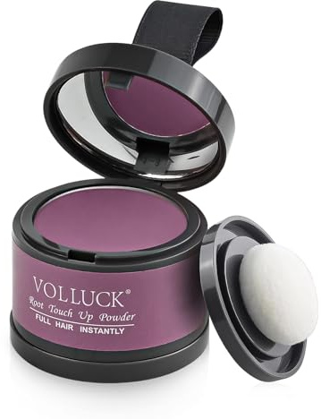 VOLLUCK Root Touch up Powder, Instant Hairline Powder for Thinning Areas and Gray Hair Coverage, Natural and Non-greasy Root Cover up for Women and Men (Purple, 0.14 Ounce)