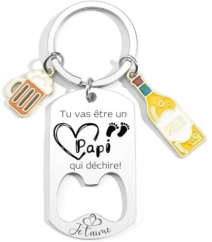 MNBVBV Cadeau Annonce grossesse Porte clés pour un futur papa - futur papi - futur parrain - futur tonton cadeau tu vas etre papa tonton parrain papy