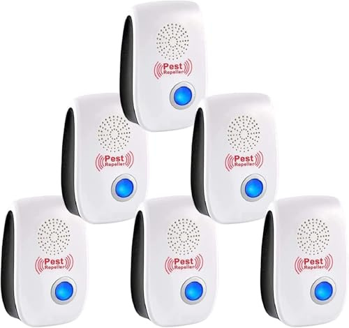 Répulsif Ultrason Anti-Rongeurs Insectes, 6 pcs Ultrason Anti Moustique Ultrason Souris et Rats, Intérieur Répulsif Électronique Insectes pour Souris, Rats Fourmis Araignées Moustiques
