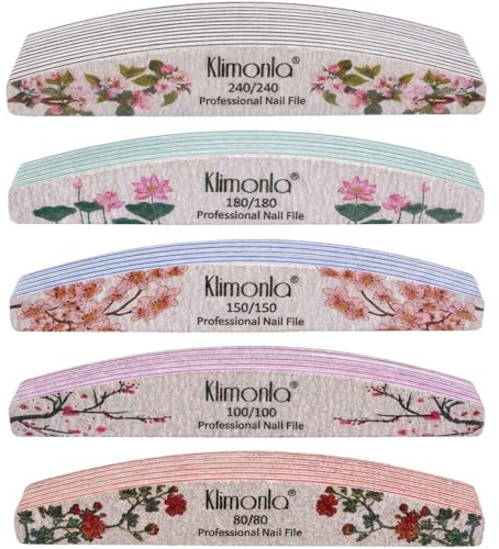 25PCS Floral Professional Nail Files 80/100/150/180/240 Grit, Emery Boards Nail Files for Natural Nails and Acrylic Nails, Double Sided Emory Boards limas para unas acrilicas Reusable Manicure Tools