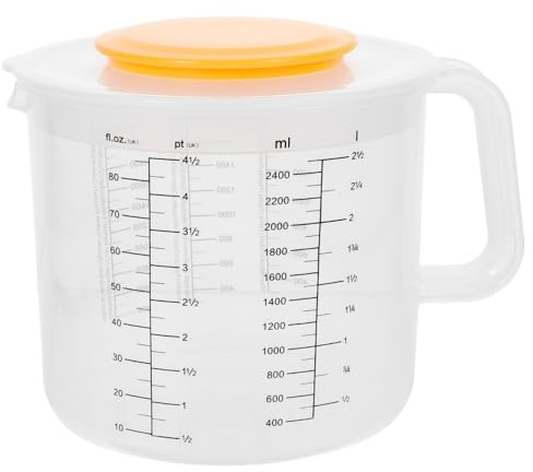 Amosfun 2400ml Measuring Jar Mixing Bowl with Handle, Liquid Measuring Cup with Splash Proof Protection, Scale Marked Cup for Egg Powder Mixing
