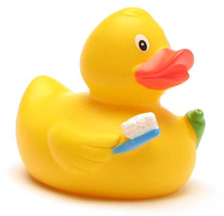 DUCKSHOP I Badeente Zahnputz I Quietscheente I L: 7,5 cm I Quietscheentchen I Geschenk für Zahnärzte I Präsent Sammler