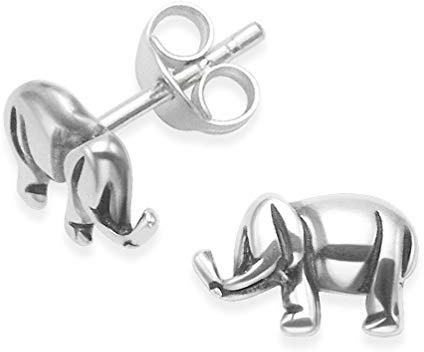Heather Needham Sterling Silver Elephant Earrings - Silver Elephant Studs SIZE: 6mm. MUCH SMALLER THAN SHOWN (Note how big the post is shown!). Gift Boxed. 5081