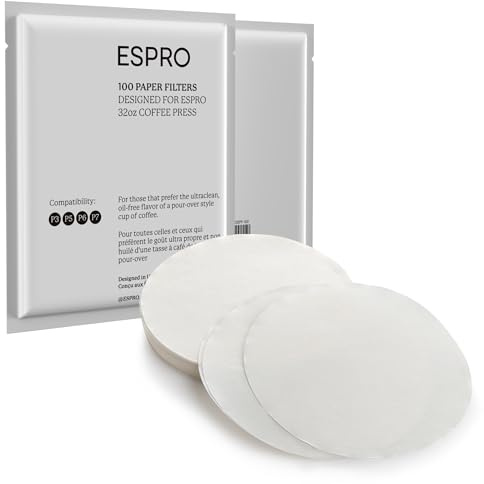 ESPRO Kaffeepapierfilter mit 100 Stück – für ESPRO Coffee French Press, P3/P5/P6/P7, 32 Unzen
