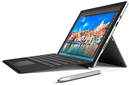 Microsoft Surface Pro 4 12.3 inch Tablet with Keyboard (Black) and Pen (Silver) (Intel Core i5-6300U 2.4 GHz, 4 GB RAM, 128 GB SSD, Integrated Graphics, Windows 10 Professional)