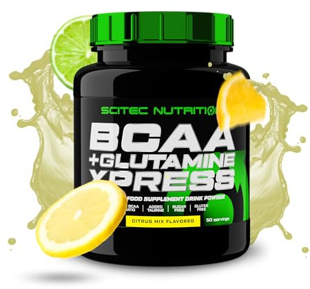 Scitec Nutrition BCAA + Glutamine Xpress - Essentielle Aminosäurenmischung - mit 5g 2:1:1 BCAAs - 5g Glutamin - angereichert mit Taurin, 600 g, Zitrus mix