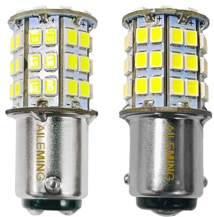 AILEMING Ba15d CA/CC 12-24V 56Pcs 2835SMD Bombilla LED Súper Brillante (Blanco Frío, Paquete de 2)