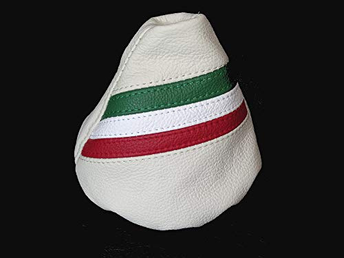 Gear Gaiter Compatible with Fiat 500 Abarth Leather Various Stitching Colour Available (White Leather Italian Stripes)