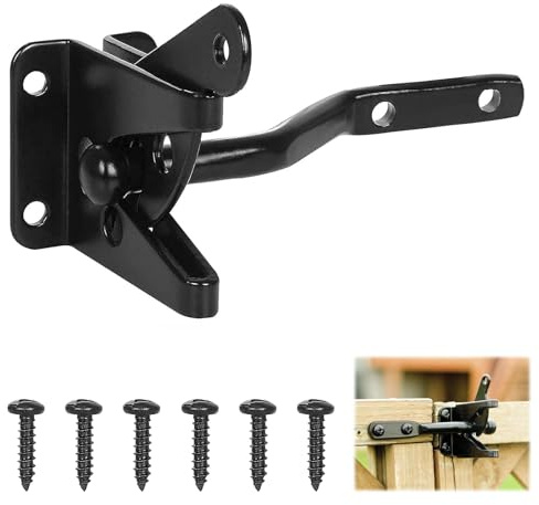 Automatischer Selbstsichernder Riegel Selbstsichernde Verriegelung Gartentor Riegel Gartentor Riegel Schwarzes Türschloss Selbstsichernder Riegel Mit 6 Schrauben Für Zaun Tor Tür Weide Bauernhof