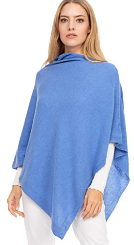 Marin kashmir – poncho gjord av kashmirblandning för kvinnor, mjuk och mjuk, gjord av kashmir, Storm, One Size