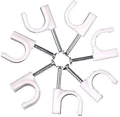 100 clip per cavi rotondi a perno, clip per cavi elettrici a cerchio, in acciaio bianco, per fissaggio di vari cavi (5 mm/6 mm/7 mm/8 mm/10 mm/12 mm)