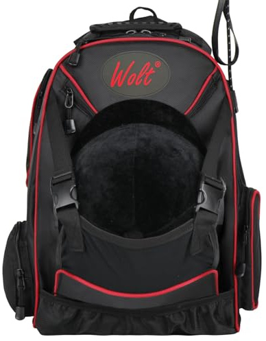 WOLT Professional Equestrian Backpack for Horse Riding, Equipment Pack Bag with Helmet Holder and Multiple Compartments