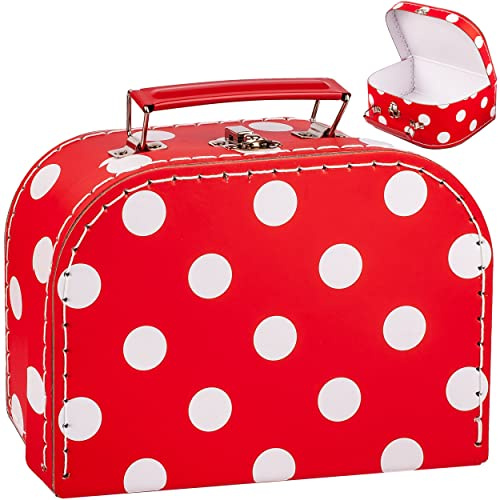 alles-meine.de GmbH kleine Kinder - Koffer Verschiedene Größen frei wählbar KLEIN - Punkte rot & weiß - 20 cm - ideal für Spielzeug und als Geldgeschenk - Pappkoffer - Puppen..