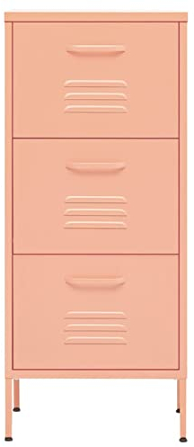 Gecheer Lagerschrank Sideboard Beistellschränke Schränke Flurschrank Küchenschrank Kommoden & Sideboards Aktenschrank, für Küche, Wohnzimmer, Büro, Rosa 42,5x35x101,5 cm Stahl
