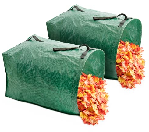 MEKKAPRO Sacchi da Giardinaggio da 200 Litri (Set da 2) Con Maniglie Rinforzate - per Erba Tagliata, Foglie e Pulizia del Giardino - Riutilizzabili
