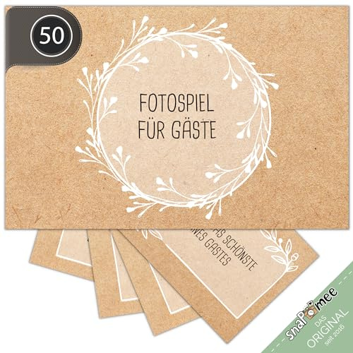 Fotospiel Hochzeit - Das Original von snaPmee - 50+4 Fotoaufgaben - Hochzeitsspiel für Gäste & Brautpaar - Fotobox Aufgaben, Fotochallenge, Gästebuch Spiel (Kraftpapier)