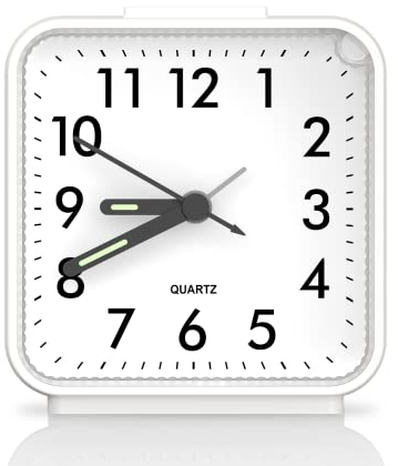 Ankilo Alarm Clocks Bedside, Silent Non Ticking Small Clock, Travel Alarm Clock with Snooze & Light, Battery Operated Loud