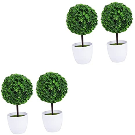 Artibetter 4 Pièces Jardinière Ronde Artificielle Succulente Bonsaï Artificiel Intérieur Simulation De Buisson Artificiel Succulent Arbre Artificiel Fleur Artificielle Faux Arbres Boules De