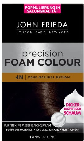 John Frieda Permanente Schaum-Coloration - 2er Pack - Precision Foam Colour - Farbe: 4N Dark Natural Brown - Dunkelbraun - Perfekte, gleichmäßige Abdeckung - Für jeweils 1 Anwendung