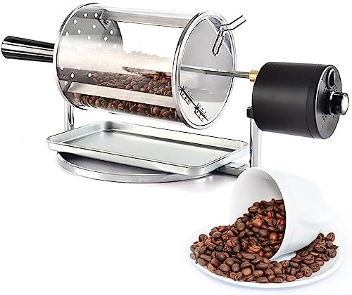 XDLYWUZIQ Kaffeeröstermaschine, Kaffeeröstermaschine Für Den Heimgebrauch, Rotierender Kaffeeröster Mit Edelstahltrommel, Einstellbare Geschwindigkeit, Für Café, Geschäft/Zuhause,A