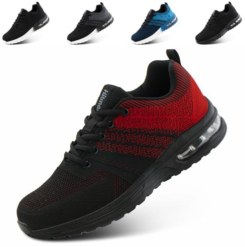Hitmars Sportschuhe Herren Turnschuhe Laufschuhe Damen Running Sneaker Sport Schuhe Straßenlaufschuhe Luftkissen Atmungsaktiv Gym Tennis Rot EU 41