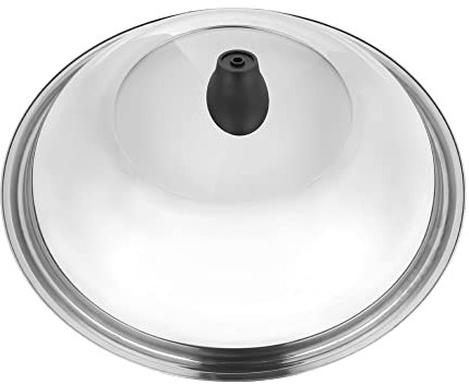 EALLEN Topfdeckel,Glasdeckel 34 cm multifunktionaler Koch-Wok-Pfannendeckel, Edelstahl-Pfannenabdeckung, sichtbarer ersetzter Deckel for Braten, Wok-Topf, Kuppel-Wok-Abdeckung
