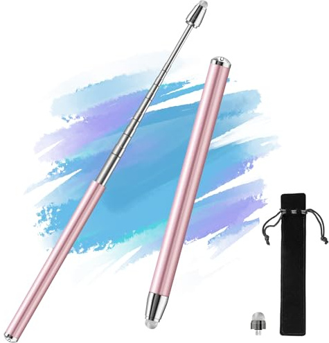 iMoebel Teleskop Touchscreen Stift bis 100 cm, Ausziehbarer Stylus Stift für kapazitive Touch Screen PC Monitor Handy Tablets Panel, Präsentationen Pointer für Lehrer Kinder Studenten, Rosa