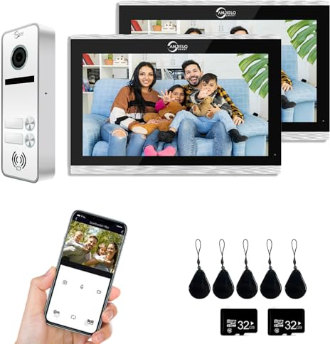 1080P Video Door Phone Intercom System, 2-Family Doorbell, 10-inch Touchscreen Display, Unlocking Support, Two-Way Intercom, Motion Detection (White)