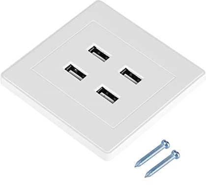 ANKROYU Presa USB a Parete, Comoda Stazione di Ricarica 4 USB con Scheda Cablaggio Hub di Alimentazione USB da Incasso sul Divano E Presa di Corrente Per Ufficio Domestico