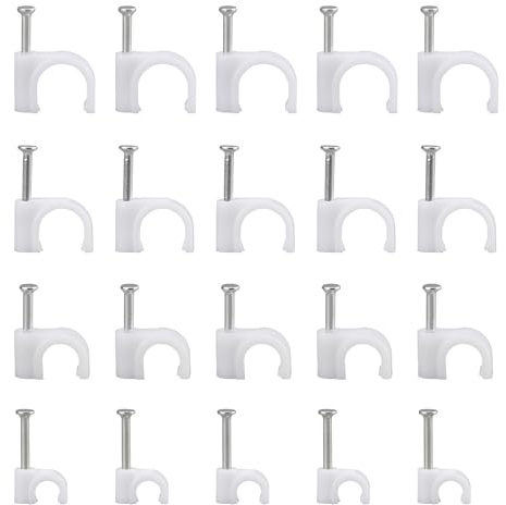 600 Stück Nagelschellen Kabelschellen 4mm/6mm/8mm/10mm Kabel Organizer Drahtklemme mit Stahlnagel Weiß Kabelsammler für TV Kabel Stromkabel LED Lichtkabel USB Datenkabel Kabelbefestigung