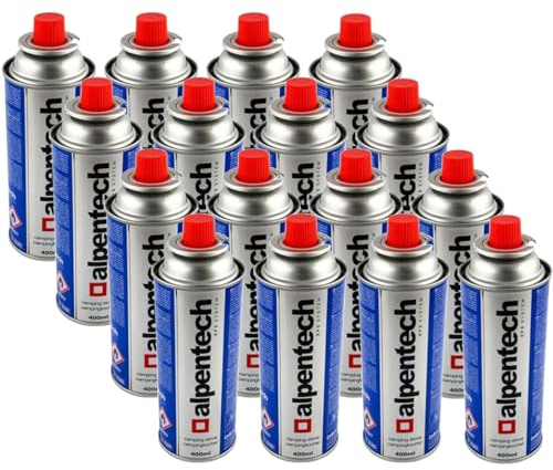 ALPENTECH - Pack de 16 cartouche gaz 250g butane Bouteille de gaz Encliquetable UN2037 pour réchauds et désherbeurs thermiques
