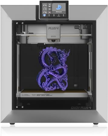QIDI PLUS4 3D Printer, Max 600mm/s High-Speed Printing, 65℃ Chamber Heat, Fully Auto Leveling, 370°C Direct Extruder with Integrated Nozzle, Support PPS-CF Filaments, Large Print Size 12x12x11