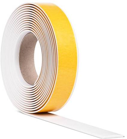 Quest Övergångsprofil självhäftande 5 m – PVC övergångslist, övergångsskena, täcklist, golvlist, utjämningsprofil – vit, 35 mm