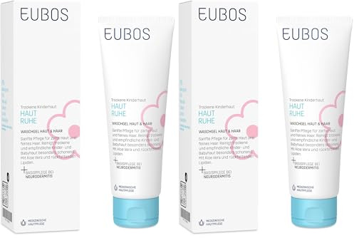 Eubos, Haut Ruhe Waschgel Haut & Haar, 125 ml, Für trockene Kinderhaut, Besonders schonend, Mit Aloe Vera & Lipiden, Basispflege bei Neurodermitis, Hautverträglichkeit dermatologisch bestätigt