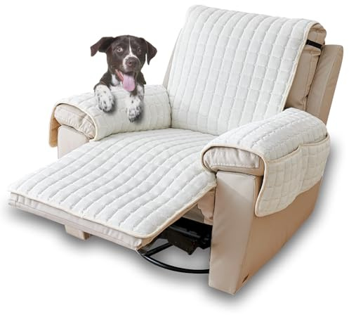CFPLeHiYS Sesselschoner für Relaxsessel Sesselüberwurf mit Armlehne Sesselauflage Anti-Rutsch Fernsehsessel Schonbezug Sofa Armlehnenbezüge Sessel Überzug für Haustieren Hund(Natur,1 Sitz (53*190cm))