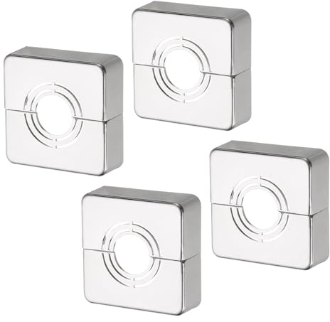 sourcing map 4pcs Shower Arm Flange 60mm/2.4 OD Escutcheon Plate ABS Square Plumbing Cover Plates for 20mm/0.8 Dia Water Pipe Faucet Decoration Accessories, Silver Tone