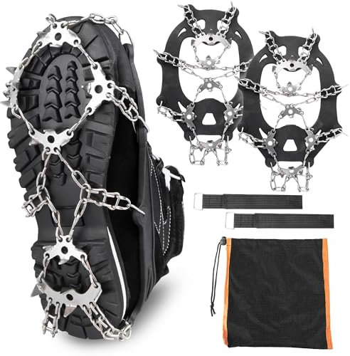 SULPO Steigeisen - mit Spikes für Schuhe Winter - Crampons mit Doppelketten - Schuhspikes Schnee und EIS - Schuhüberzieher bei Glatteis