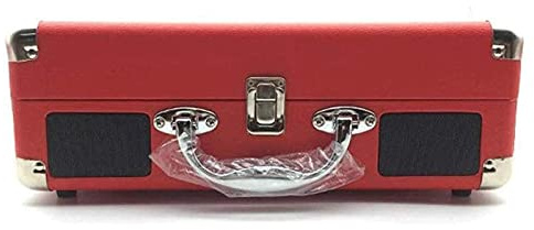 CAFIEDR Grammofono, Giradischi nostalgico, Giradischi Bluetooth Ricaricabile, Giradischi Portatile, Custodia in Denim, Giradischi, registratore USB+SD, Jack per Cuffie,(Rosso)