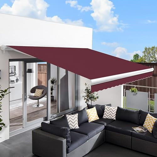 Primrose 3.0m x 2.5m Electric Awning Full Cassette DIY Patio Awning Gazebo Canopy Waterproof UV protection Complete with Fittings and Winder Handle Burgundy