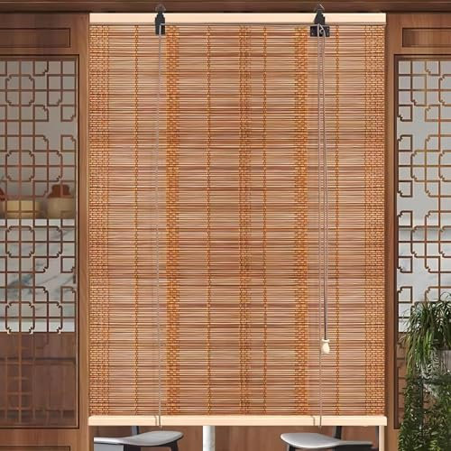 Eiauiuo Rustikal Bambusrollo Jalousie Bambusvorhang Fensterrollo Raffrollo Innenbereich Dekorativ Seitenzugrollo Sonnenschutz Sichtschutz Natur Holzrollo für Garten Küche Balkon Teehaus Türen Terrasse