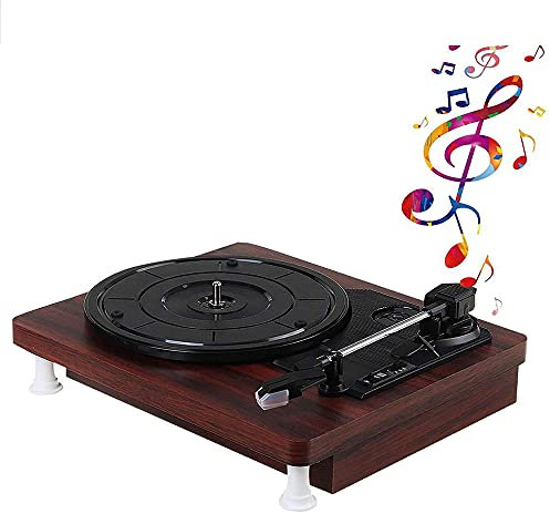 SGKOMN Giradischi Stereo retrò a Tre velocità, PH 2.0, 33, 45 e 78 Giri, grammofono