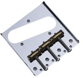 Guyker In-Tune Bridge with Brass Compensated 3-Saddle and Steel Base Plate Compatible with Vintage TL Guitar Chrome GT03