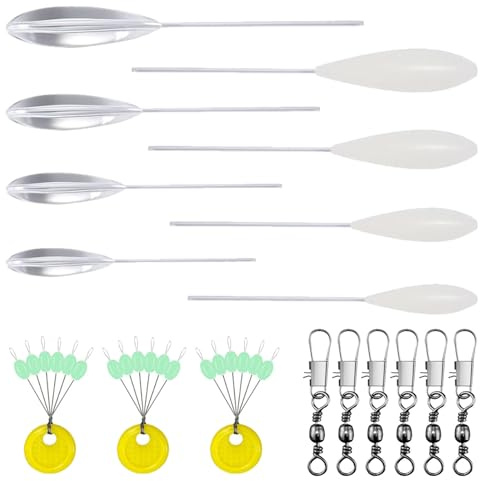 17 Stück Sbirolino Forellen Set für Forellenköder, 4X Sbirolino Schwimmend 4X Spirolino Sinkend（8g 10g 15g 20g）, 6X Dreifachwirbel und 3X Schnurstopper Angeln, Für Meeresangeln, Outdoor-Fischen